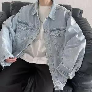 [골드스마일]세련 캐주얼 남자 라이트 연청 오버핏 데님 자켓