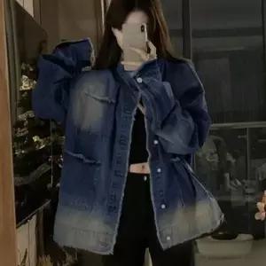 [하프클럽/]루즈핏 여성 데님 자켓 빈티지 여자 청 자켓 데일리 아우터