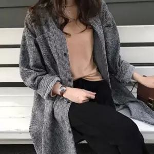 [하프클럽/]루즈핏 여성 골덴 롱 자켓 데일리 여성 코듀로이 롱 자켓