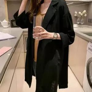 [하프클럽/]루즈핏 여성 롱 자켓 데일리 여성 로브 자켓 빅사이즈 여름