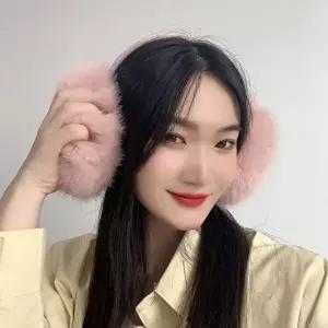 왕방울 겨울 귀도리 핑크 방한 털 이어머프 보온 포근한 퍼 여성용 데일리-WFN2O95