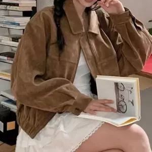 [하프클럽/]루즈핏 여자 스웨이드 자켓 캐주얼 여자 세무 자켓 간절기 봄가