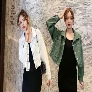 [하프클럽/]스티치 짧은 숏 크롭 청자켓 루즈핏 데님자켓 여자