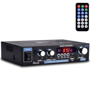 DAAKRO AK35 가정용 오디오 앰프 수신기 200W 듀얼 채널 블루투스 5.0 사운드 스피커 AMP FM 라디오 /USB /SD /CARD W /원격 제어 홈 시어터 스테레오 시스템 구성 요소