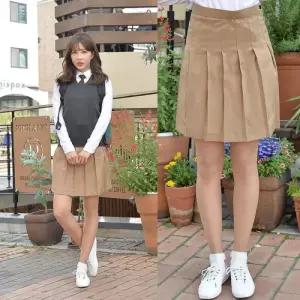 백합주름치마 베이지 (전체 주름 교복치마) 스커트