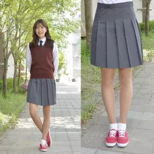 백합주름치마 그레이 (전체 주름 교복치마) 스커트
