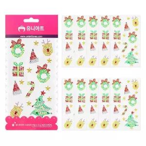 크리스마스 비즈 스티커 10개입 크리스마스선물포장 데코스티커