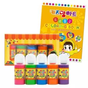 키즈 핑거 도트페인트 60ml 5색 파스텔 세트and도트 페스티벌 컬러링북