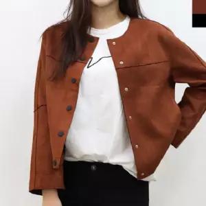 라이더 노카라 스웨이드 라운드넥자켓