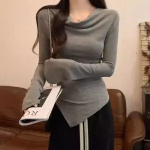 슬림핏 2way 셔링 긴팔티 오프숄더 보트넥 티셔츠 여성티셔츠 오프숄더티셔츠 셔링티셔츠