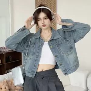[하프클럽/]데님 청자켓 숏자켓 포켓 여자 중청 찢청 루즈핏
