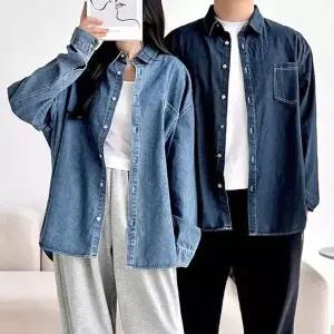 루즈핏 청남방 캐주얼 데님셔츠 여자 긴팔 남자