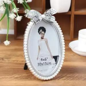 탁상용액자 진주 리본 사진액자 4x6 인테리어 (WB9657D)