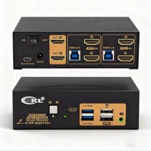 CKL 2 포트 USB 3.0 KVM 2대에 스위치 컴퓨터 키보드 주변 모니터 HDMI 장치 마우스 있는 비디오 60HZ, 포함 수 사용할 오디어 4K 2대, 922HUA-3, 듀얼