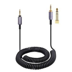 ATH-M50XBT 케이블 오디오 테크니카 ATH-M50XBT2 ATH-SR50BT 무선 헤드폰용 코일형 보조 코드 교체 3.5MM(1/8인치) 연장 와이어 6.35MM(1/4인치) 어댑터 14피트