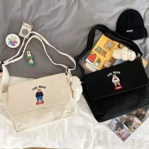 곰돌이 캔버스 숄더백 1P 데일리 패션 크로스백 가방 숄더백 데일리가방 (WD44DC0)