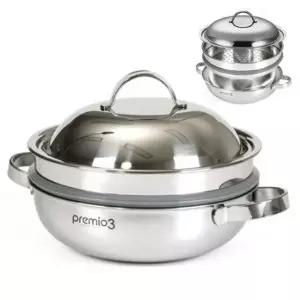 키친아트 찜냄비 찜솥 IH 스텐 찜통 찜기 3중 26cm 다용도찜솥