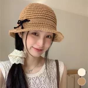 여성 버킷햇 리본짜임 여름모자 바캉스 여행모자 예쁜 비치캡 왕골모자 라탄모자 밀짚모자 썬캡