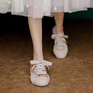 플랫 발레코어룩 메쉬 슈즈 리본운동화 운동화 나