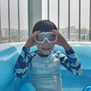 귀마개 일체형 스노쿨링 물안경 화이트 잠 수경 수영