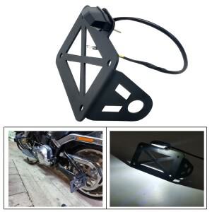 Bobber Honda Cafe Racer Suzuki 용 LED 후면 조명이있는 범용 사이드 마운트 오토바이 등록 번호판 홀더