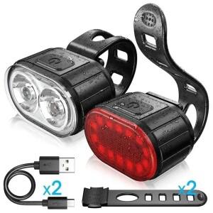 BUCKLOS 자전거 라이트 세트 충전식 후면 조명 전면 램프 방수 라이딩 헤드 USB MTB 미등 Led 1PC 사이클링
