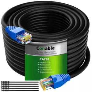 Cat5e 실외 이더넷 케이블 00피트 Cat 5e 헤비 듀티 인터넷 네트워크 LAN 6보다 유연한 벽 직매장 라우터 POE 실내용 방수 PVC 및 LLDPE UV 100 FT