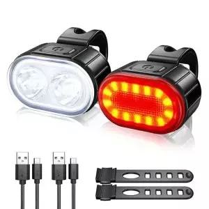 사이클링 자전거 전방 후방 조명 세트 USB 충전 라이트 MTB 방수 미등 LED 랜턴 부품