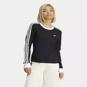 아디다스 3-스트라이프 롱 슬리브 슬림 핏 티셔츠 - 블랙:화이트 / KD7964 긴
