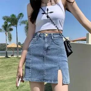 [하프클럽/]하이웨스트 미니 스커트 여자 데님 치마바지