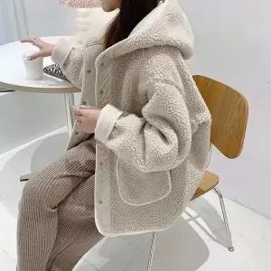 [하프클럽/]여성 겨울 뽀글이 보아퍼 후리스 자켓 후드점퍼 아우터 2색