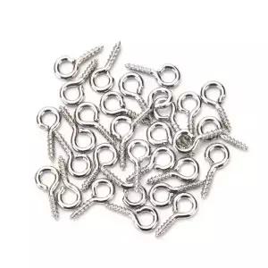 100개 8/10mm 작은 양 눈 모양 못 나사 미니 핀 훅 렛 비즈 참 펜던트 DIY 쥬얼리 목걸이 부자재
