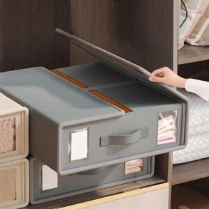 1PC 부직포 침대 시트 옷장 보관 상자 접이식 바구니 주최자 대용량 덮힌