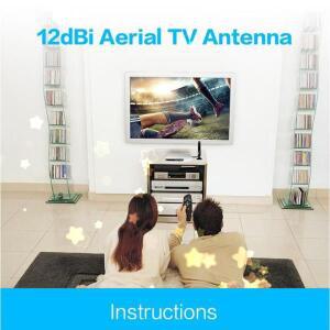 12dBi 1080P TV 안테나 부스터 50마일 실내용 디지털 HDTV 공중 수신기