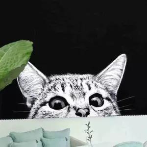 고양이 인테리어 패브릭 천 포스터 대형 L 흑백포스터