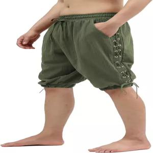 남성 해적 반바지 중세 바이킹 내비게이터 르네상스 밴딩 팬츠 고딕 린넨 코스튬
