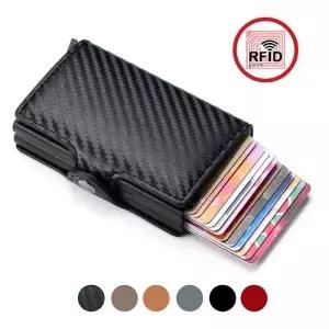 Rfid 남성 카드 지갑 탄소 섬유 슬림 미니 14 홀더 작은 돈 가방