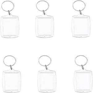 메수오 6pcs 양면 블랭크 그림 열쇠고리 개인화된 사진 홀더 삽입용 1.7 x 1.1