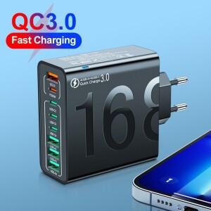 150W USB C 충전기 멀티 포트 고속 충전기 전원 어댑터 PD 타입 C 퀵 차지 3.0 EU/US/KR 플러그 여행용 벽