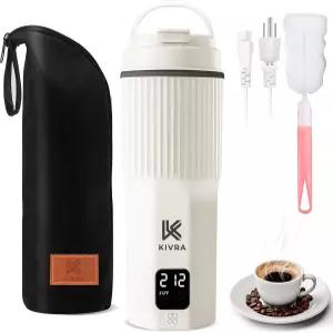 KIVRA 여행용 주전자-316 스테인리스 휴대용 온도 조절 기능이 있는 450mL 물 보일러 자동 차단 및 끓이기