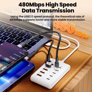 10 in 1 1m USB PD 허브 전원 소켓 멀티 포트 고속 충전 USB 충전기 타입 C 데스크탑 퀵 차지 어댑터 고속