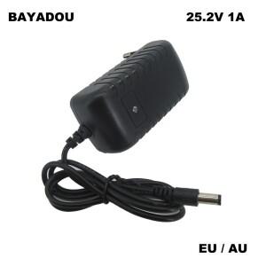 25.2V 1A 1000MA DC 리튬 충전기 6S 21.6V 22.2V 리튬 이온 전기 도구 벽 충전기 EU 플러그