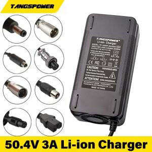 스마트 급속 충전 리튬 배터리 충전기 50.4V 3A 12S 44.4V 리튬 이온 배터리 팩 냉각 선풍기 강력한 열 방