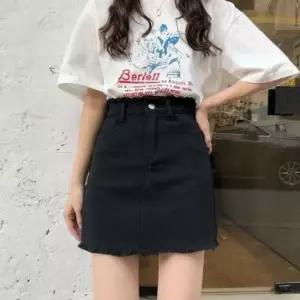 흰색데님스커트 미니스커트 사각팬티이너 20대 심플 20대데님스커트