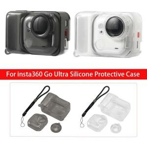 Insta360 Go 울트라 실리콘 보호 케이스 TPU 안티폴 커버 렌즈 캡 랜야드  투명/블랙 충격 방지 카메라 액