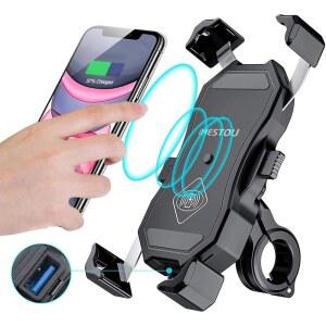 IMESTOU 오토바이 무선 15W QI /USB 폰 2 3.5-6.8인치 IN 1 또는 퀵 3.0 핸들바 마운트 휴대폰용 충전기 고속 22-32MM 홀더 백미러 충전