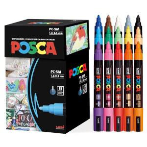 POSCA 페인트 아트 마커, 양면 팁이 아크릴 있는 캔버스용 15개 창문, 및 아티스트 미디엄 세트, 원단, 5M 나무 마커 금속, 추천 펜 장식, 선물,
