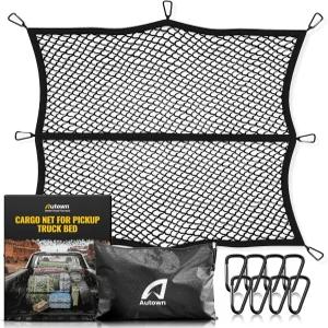 픽업 트럭 침대용 오토다운 카고 네트 - 신축성 4 x4 ~7 x7 고탄성 파인 메시 1 x1 8개의 메탈 카라비너