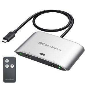 CABLE MATTERS 2대의 컴퓨터용 20GBPS USB 도크 있는 140W /썬더볼트 케이블이 PD, 4K@60HZ, MACOS에서 C 4 또는 모니터 윈도우에서 USB-C 최대 스위치, 8K@30HZ, KVM 아님) 공유용(연결된