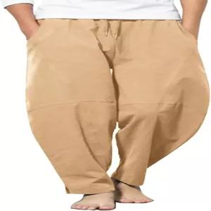 쿠판디 남성용 린넨 하렘 팬츠 고무줄 밴딩 바지 루즈핏 히피 여름 비치 요가 하의 바캉스룩 편안한 데일리